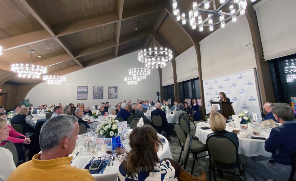 CEO Nancy Radcliff addresses SICHC employees and guests at the Spring Mill Inn.